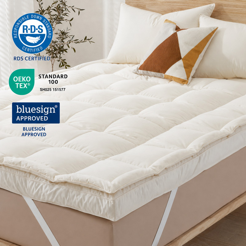 3" Mattress Topper Feather Bed Protector Pillow Top Plush Organic Cotton Cover gallery