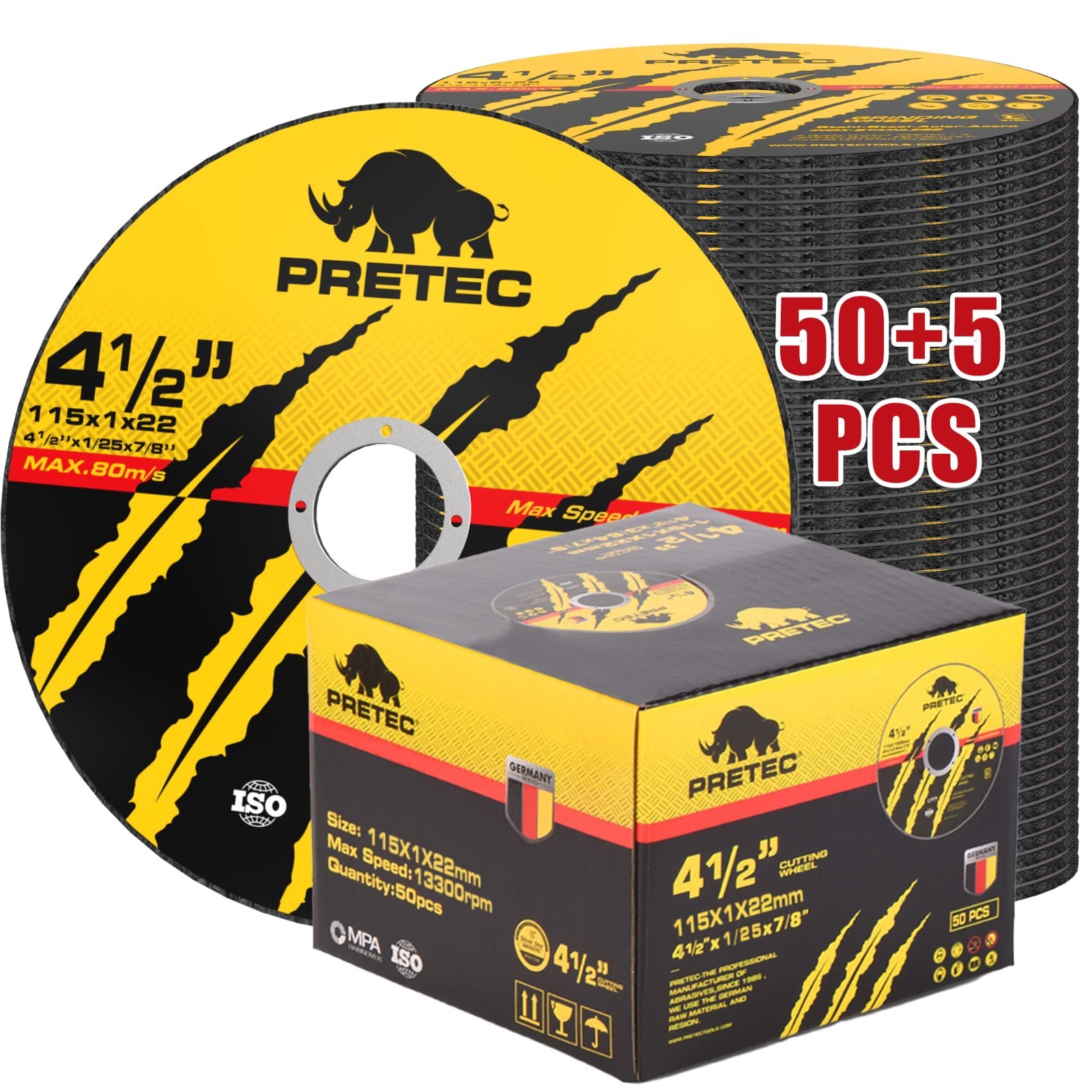 50+5Pack 4-1/2 Inch Cut-Off Wheels, Professional Cutting Discs for Angle Grinder gallery