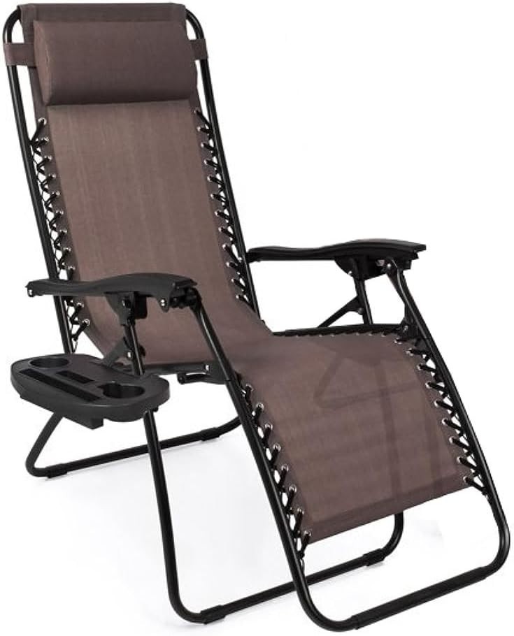 Zero Gravity Chair, Folding Outdoor Patio Lounge Recliner w/ Cup Holder gallery