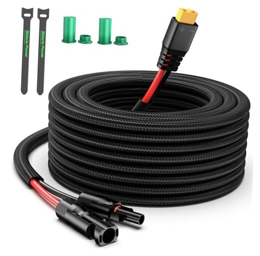 Solar to XT60 Charge Extension Cable with Solar 10AWG 25Ft Red and Black gallery