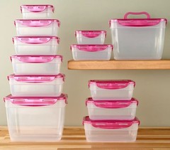 LocknLock 12-Pc Nestable Rectangle Storage Set,2 Handle Lids K313878 Rose