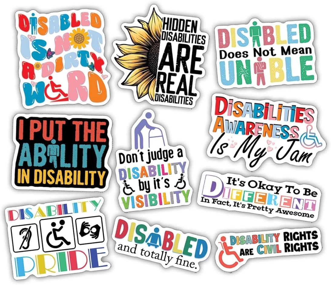10pcs Hidden Disability & Awareness Sticker Empowering Quotes Inclusion Support gallery