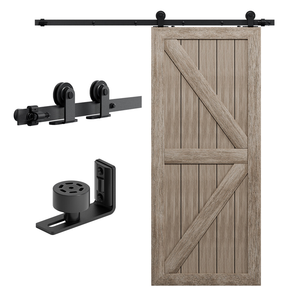 4FT-20FT Sliding Barn Door Hardware Kit Single/Double Door with Adjustable Guide gallery
