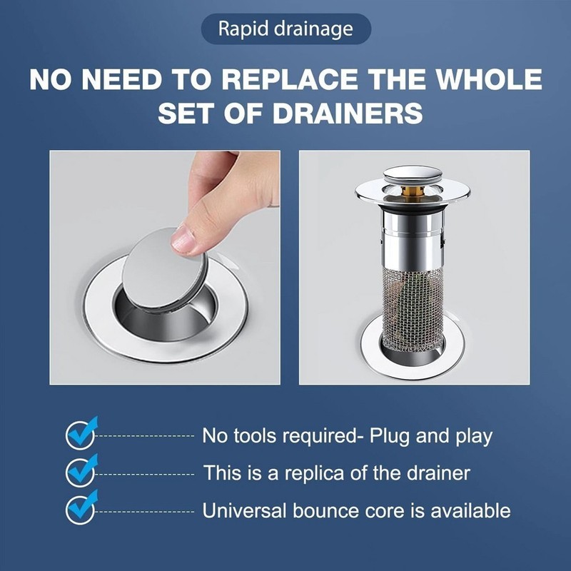 Washbasin Drainer Universal Type Copper Core For Water Leakage Plug Of Filter gallery