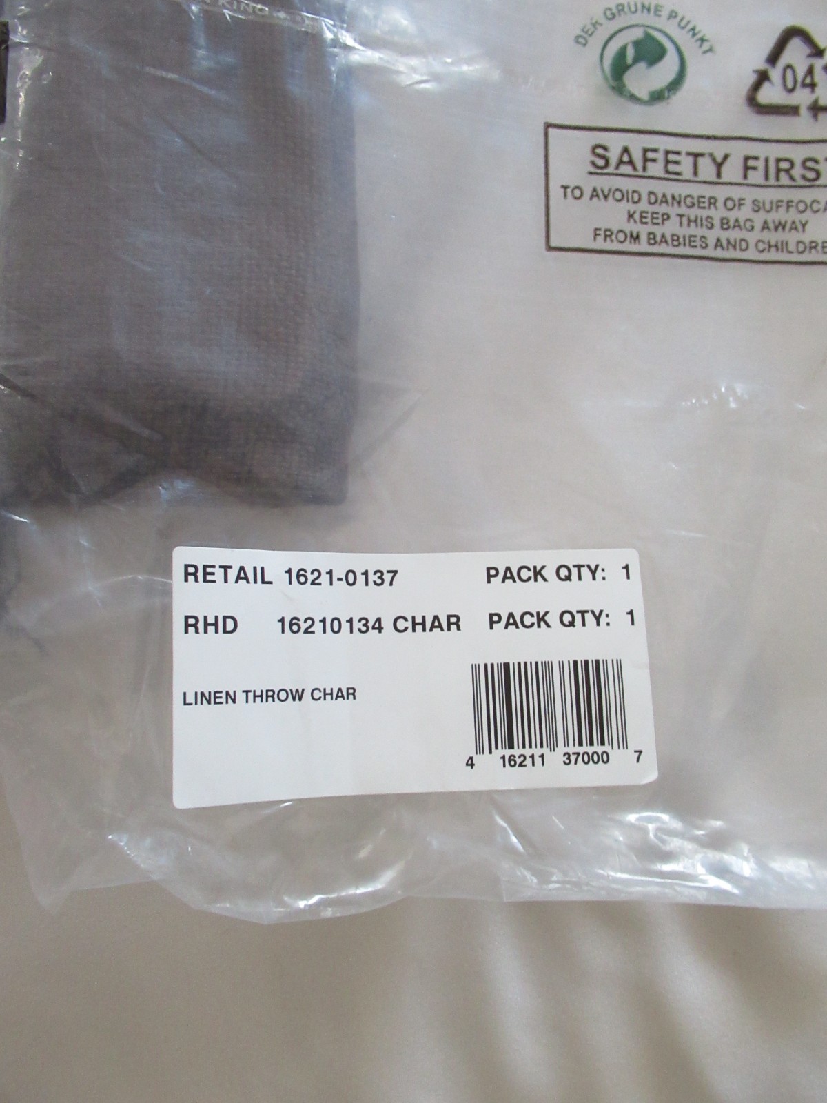 Restoration Hardware vintage Linen Throw 50x70" Fringed Charcoal dark brown $149 gallery