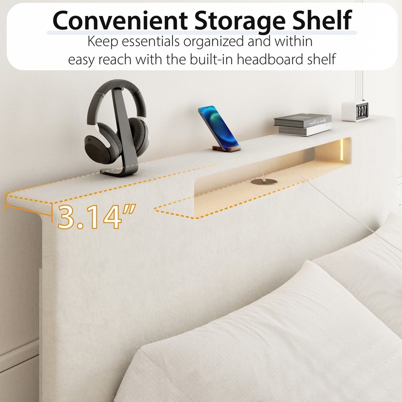 Full Size LED Upholstered Bed Frame Easy 40Minutes Assembly Complete HardwareKit gallery