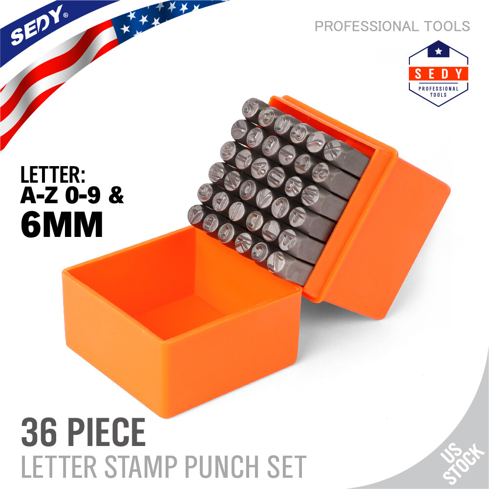 1/4" Letter & Number Stamp Punch Set 36pc Hardened Steel Metal Wood Leather 6mm gallery