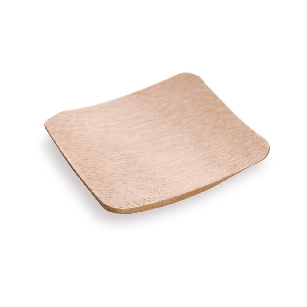 Restaurantware Small Bamboo Plate Raised Edges Small Bamboo Dish - Square - 2.3 gallery