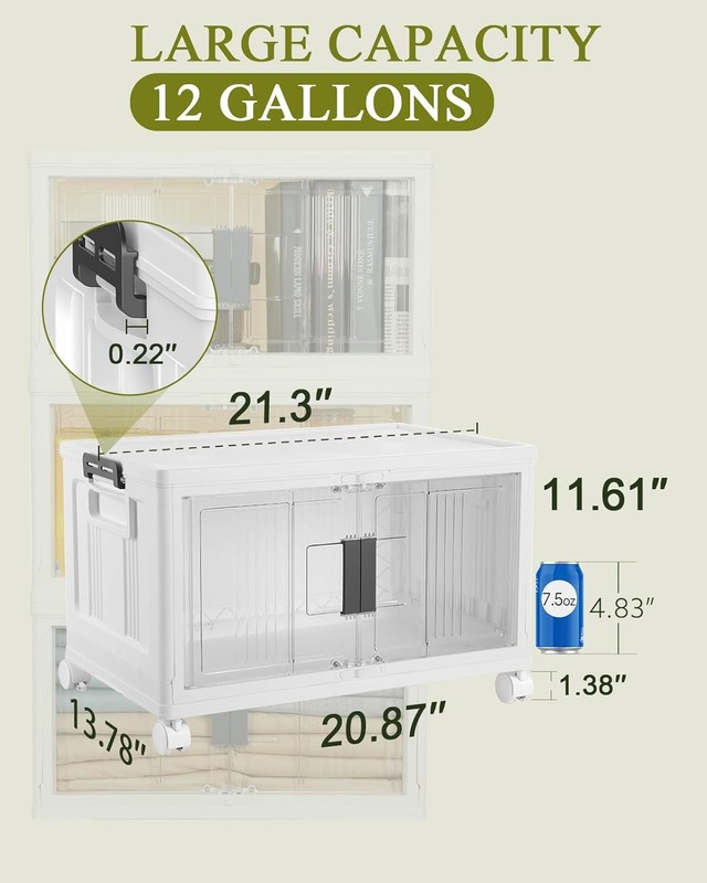 144QT Lockable Storage Bins with Lids - Folding Storage Cabinet with Doors and W gallery