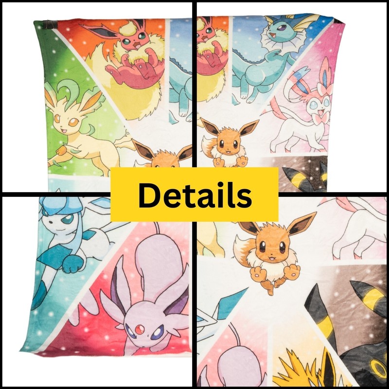 Pokemon Eevee Evolution Blanket Throw Fleece 45" Soft Cozy Bed Couch Throw gallery