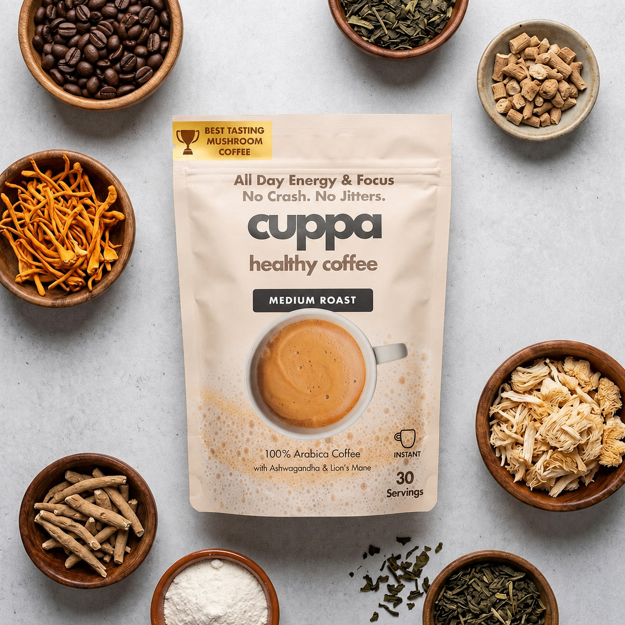 Cuppa Instant Mushroom Coffee Medium Roast 30 Servings Lion's Mane New gallery