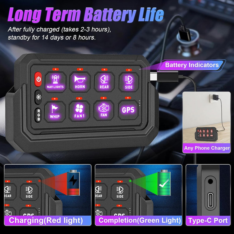 Wireless 8 Gang Switch Panel 265 Ft Lighting Modes with Control Toggle Strobe Fl gallery