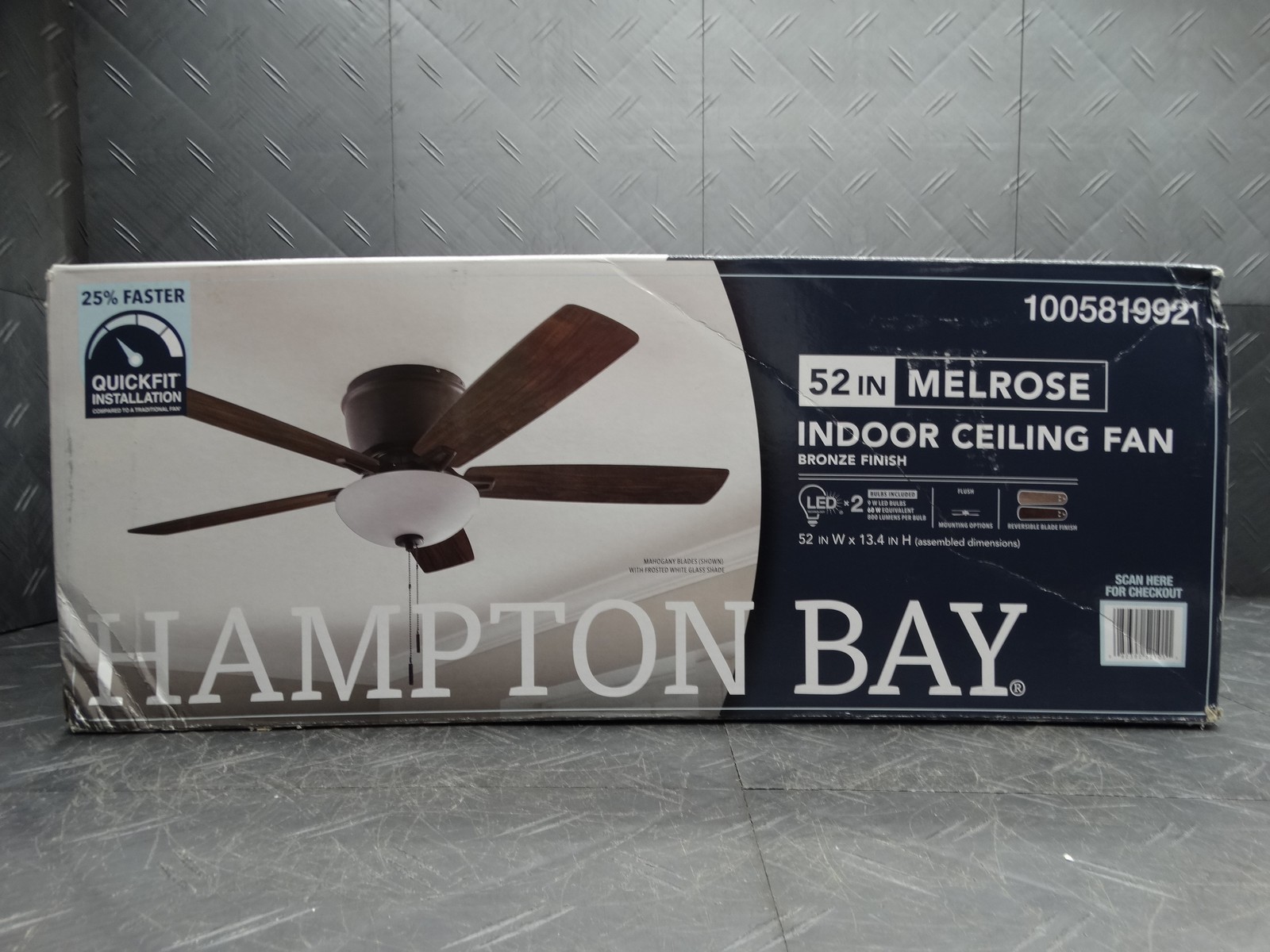 Hampton Bay Melrose 52 in. Indoor LED Hugger Bronze Dry Rated Ceiling Fan gallery