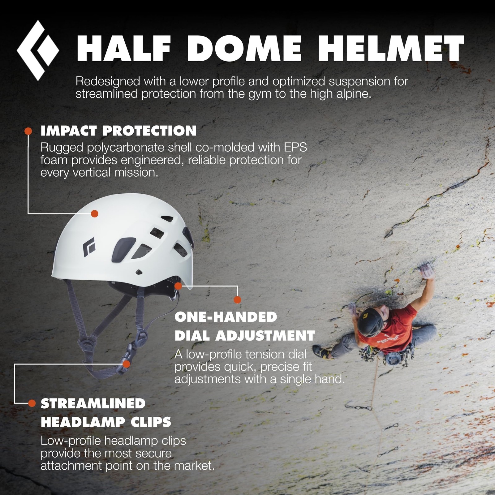 BLACK DIAMOND Half Dome Rock Climbing Safety Medium/Large (23-25in), Rain gallery