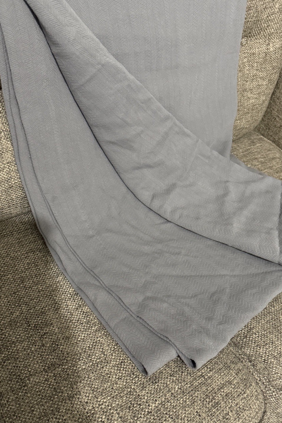 Cloud Scape Linen Cotton Herringbone Blanket Dark Grey gallery