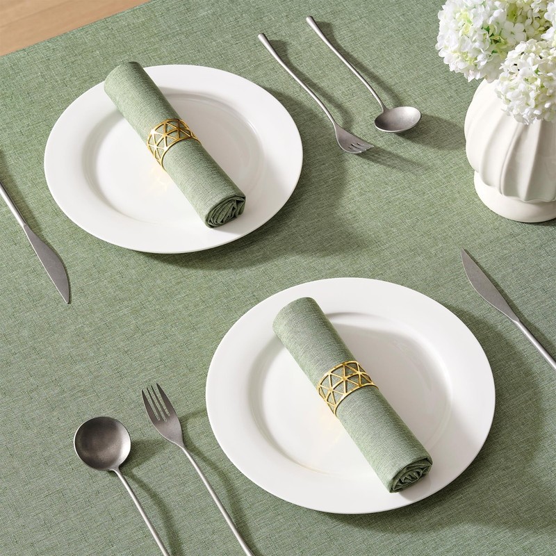 Waterproof Rectangular Tablecloth - Faux Linen, Washable, Farmhouse Style, 52x70 gallery