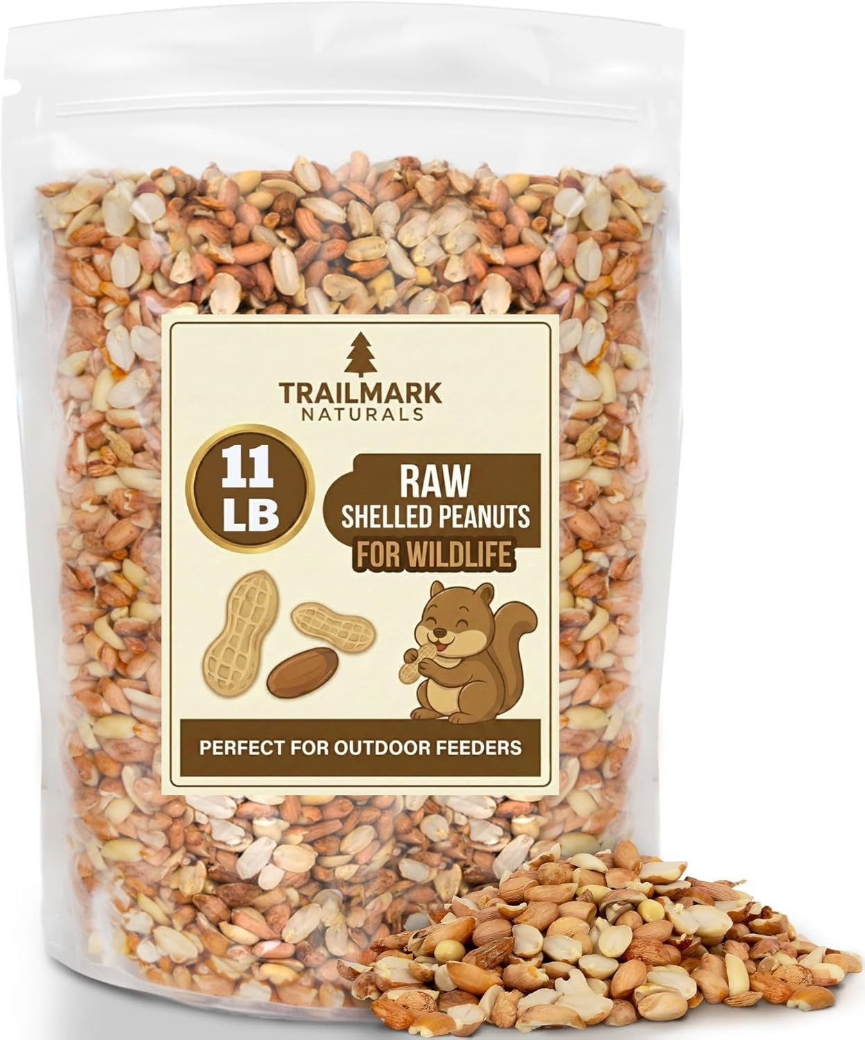 11 LB - Raw Shelled Peanuts for Squirrels, Out of Shell Peanuts for Birds gallery
