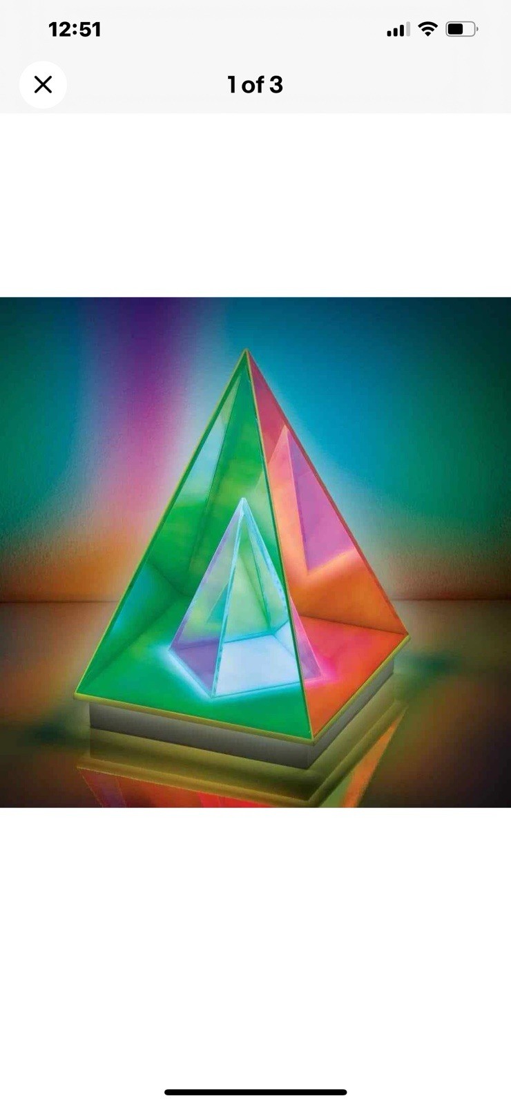 7.7 in. Iridescent Acrylic Indoor Infinity Table Light Pyramid New Sealed Box gallery