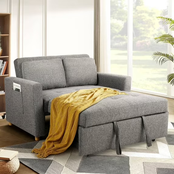 2Seater Sleeper Sofa Bed 3-in-1 Convertible Sofa Chair Loveseat w/Spring Support