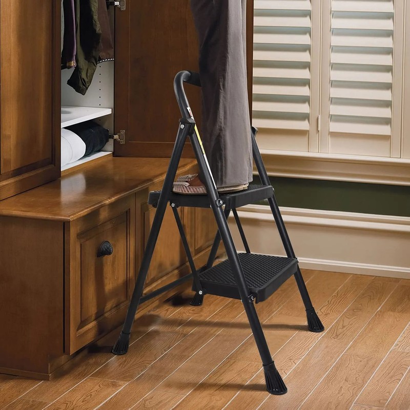 Portable 2-Step Folding Ladder With Wide Anti-Slip Pedal Load Capacity 500lbs gallery
