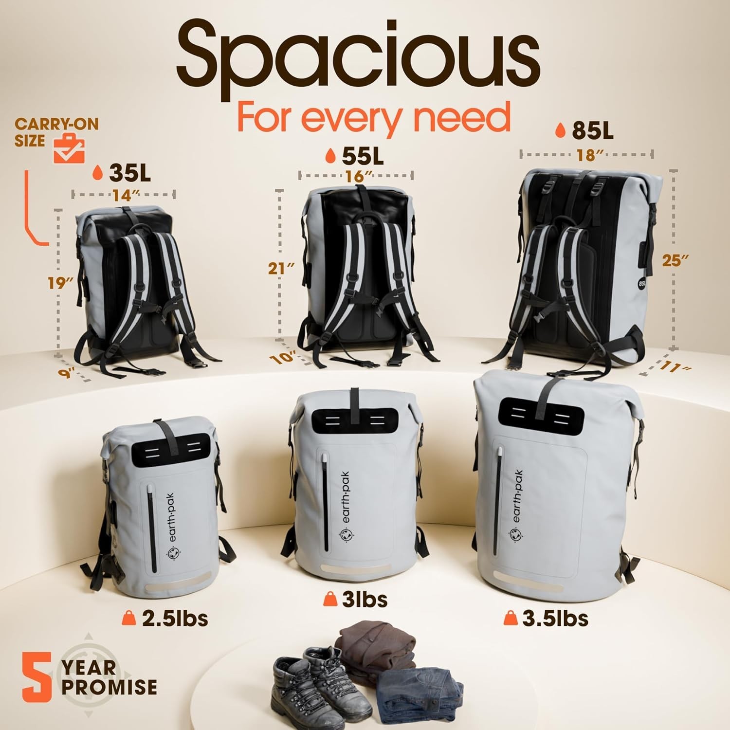 Waterproof Backpack - Heavy Duty Hiking Backpack - Roll-Top Closure Bag - Cus... 3