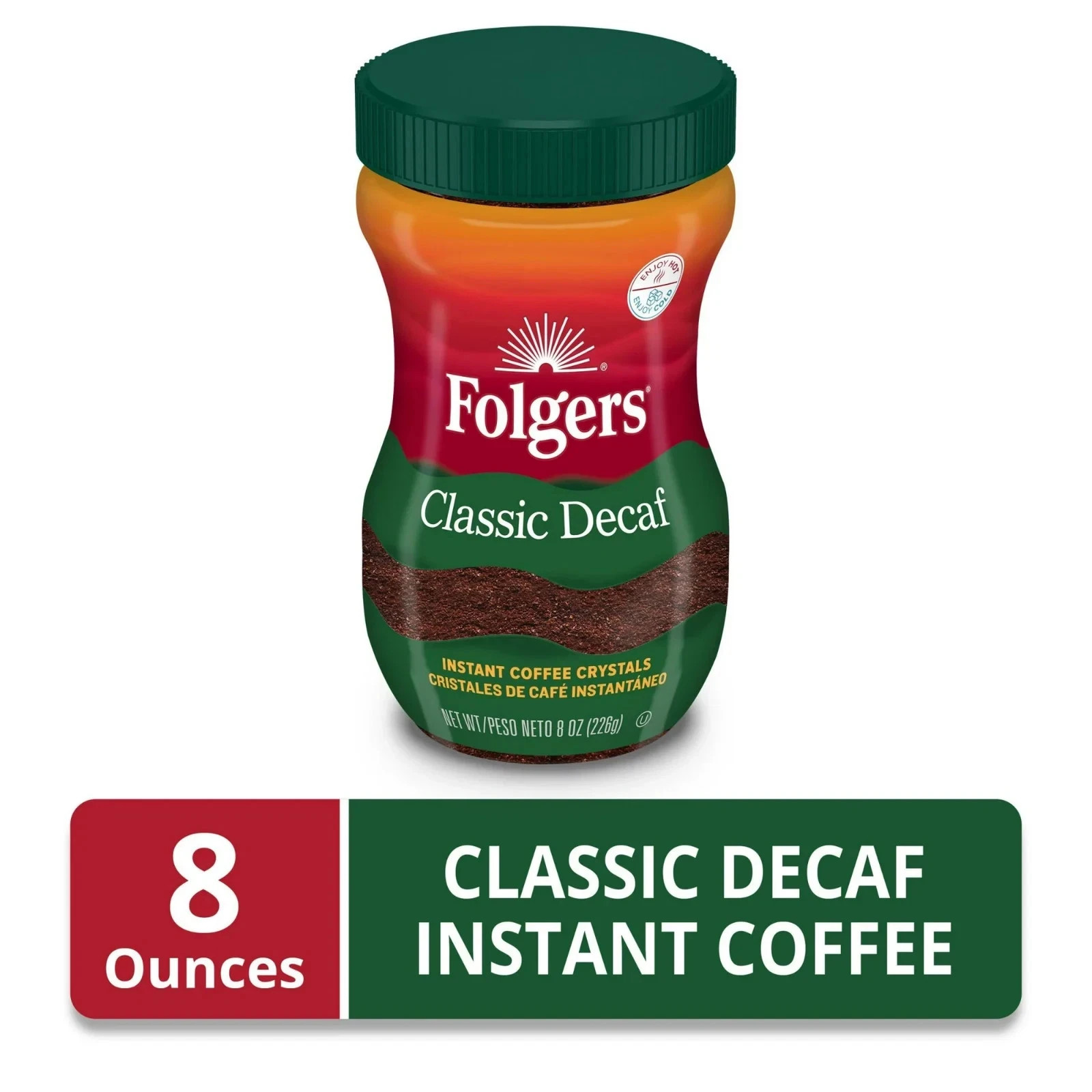 (2 Pack) Folgers Classic Decaf Instant Coffee, 8 oz Jar (FRESH) Free Shipping gallery