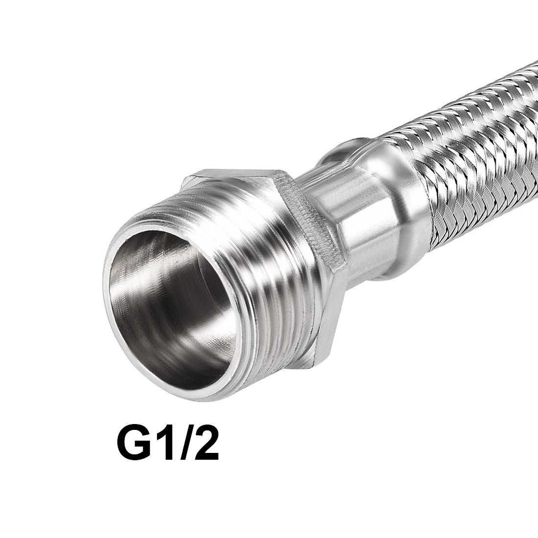 Faucet Supply Line Connector G1/2 Female x G1/2 Male 12" Long 304 Hose 2Pcs gallery