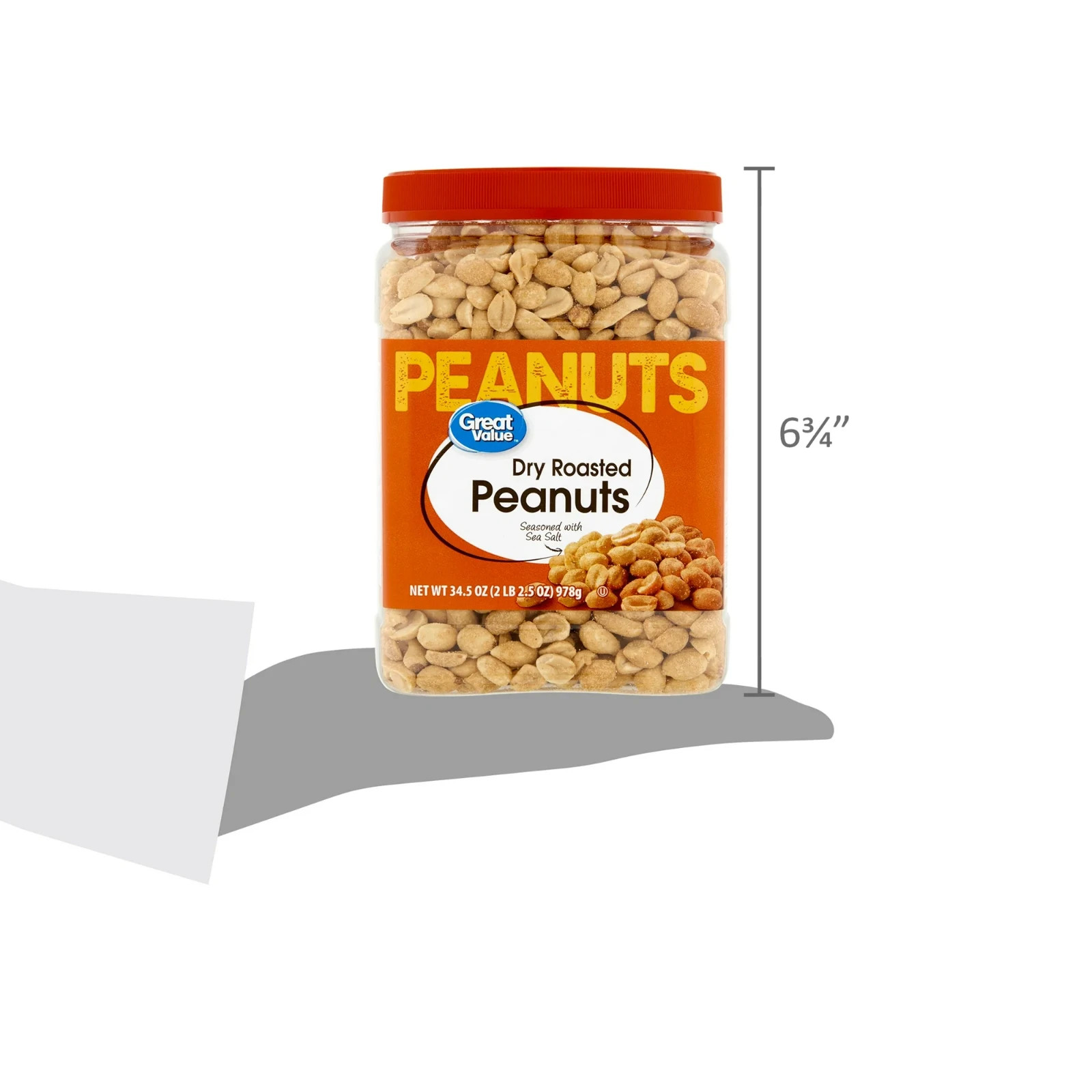 Great Value Dry Roasted & Seasoned with Sea Salt Peanuts, 34.5 oz... gallery