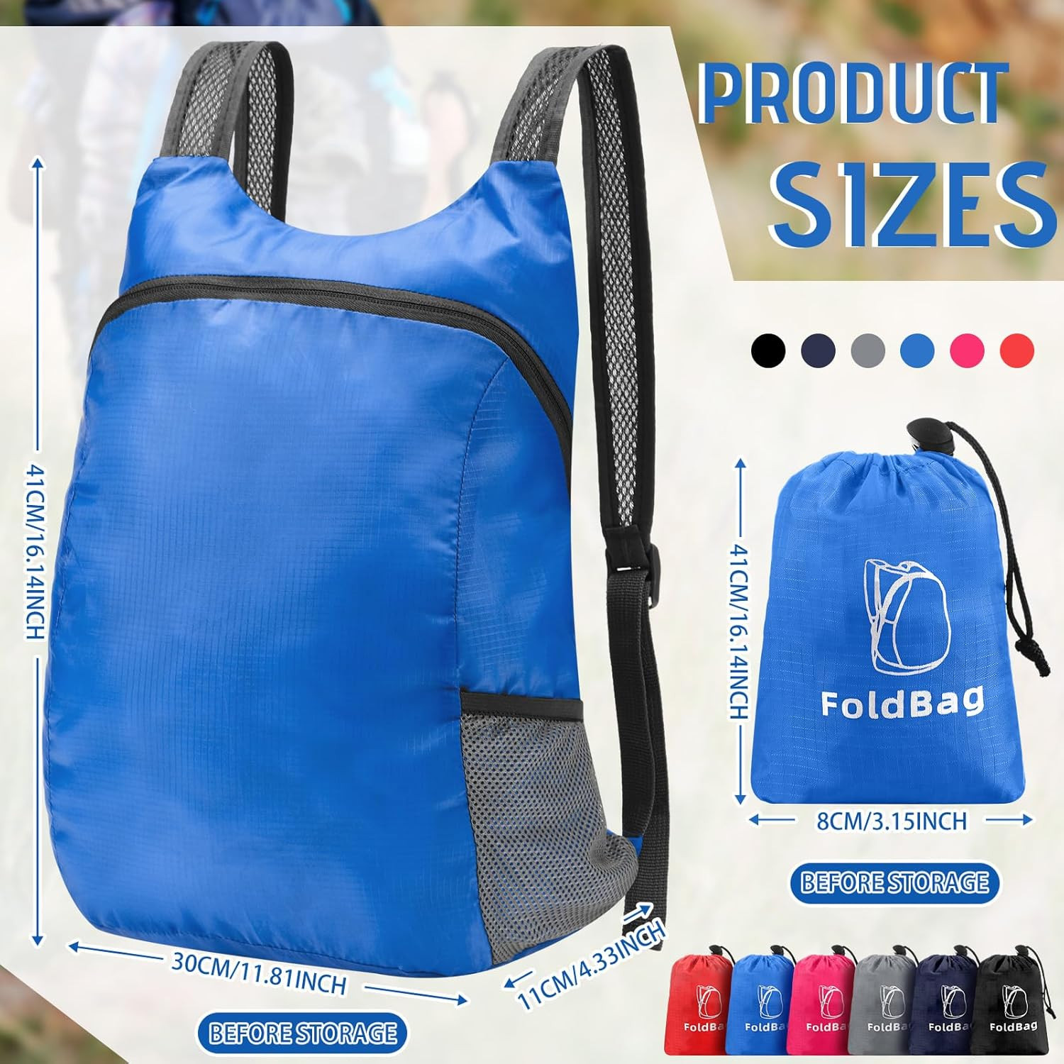 6 Pack Lightweight Packable Backpack 20L Hiking Daypacks Water Resistant Foldabl 2