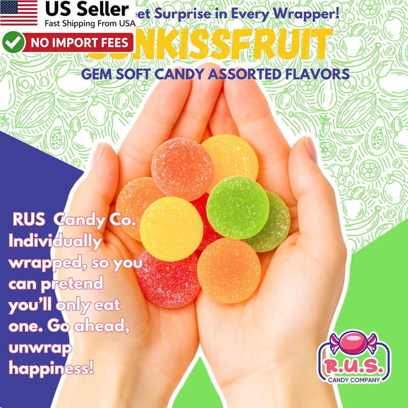 Sunkist Fruit Gems 1 Pound Bulk Bag Soft Candy Individually Wrapped Treats USA gallery