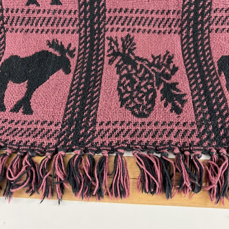 Bear Moose Throw Blanket Adirondack Rustic Cabin Decor Maroon Black Silhouettes gallery