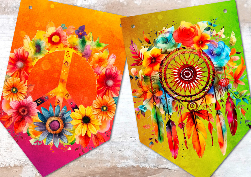 Hippie Chic Retro 1960's / 1970's Psychedelic Festival Bunting Decoration gallery
