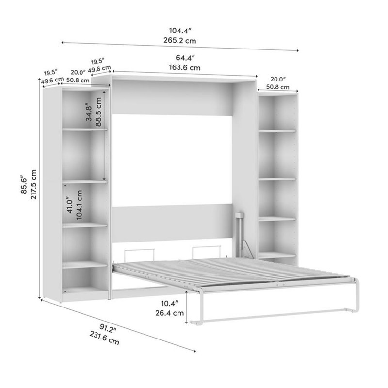 Pemberly Row Wood Queen Murphy Bed with Closet Organizers in White gallery