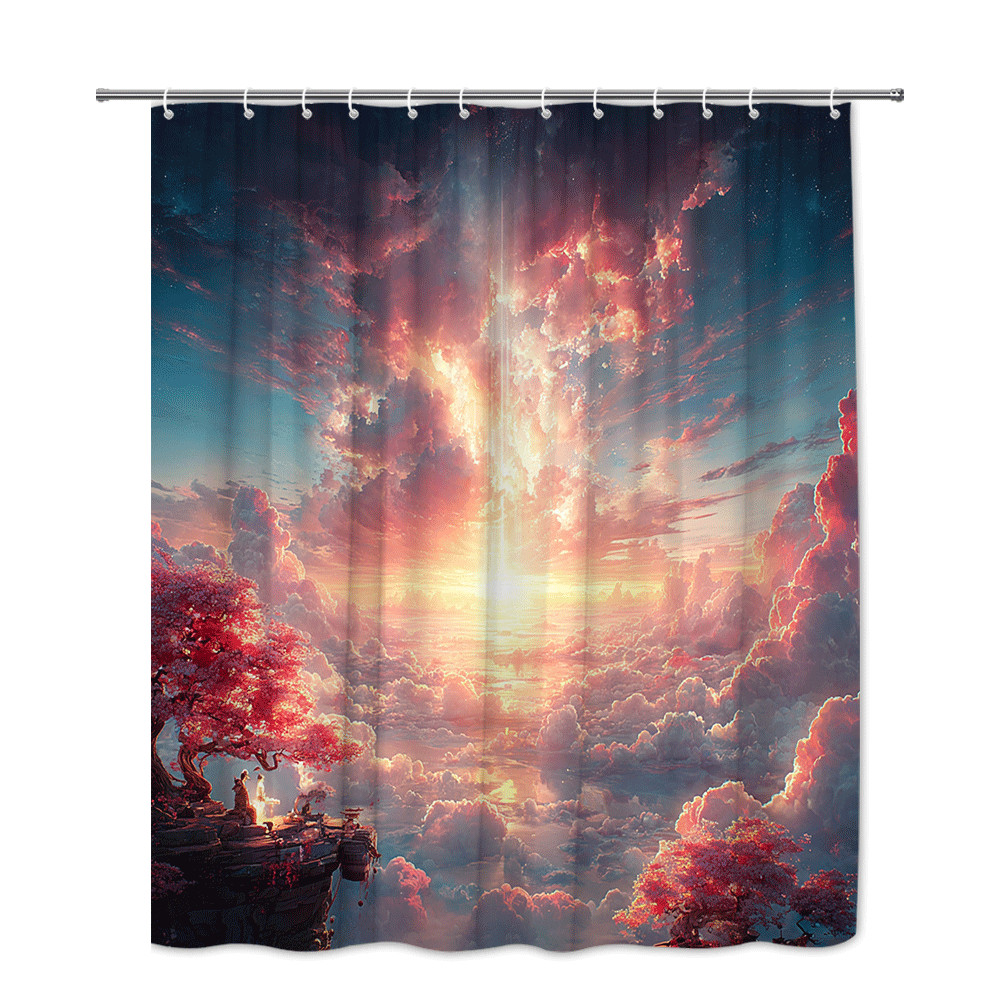Fantasy Cloudscape Shower Curtain Pink Blue Sky Print gallery