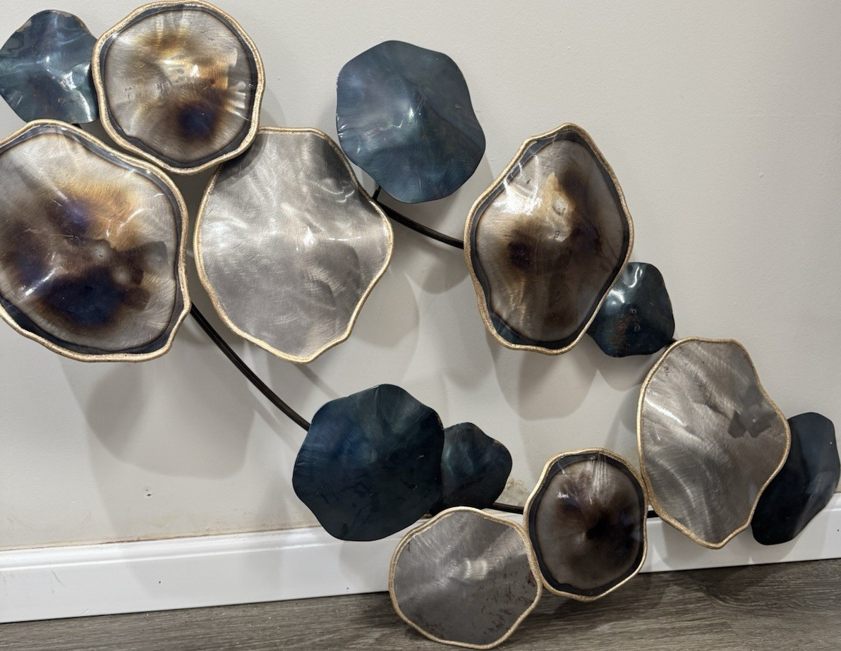 Abstract Modern Metal Wall Sculpture Wall Mounted Decor Gold Blue Gray gallery