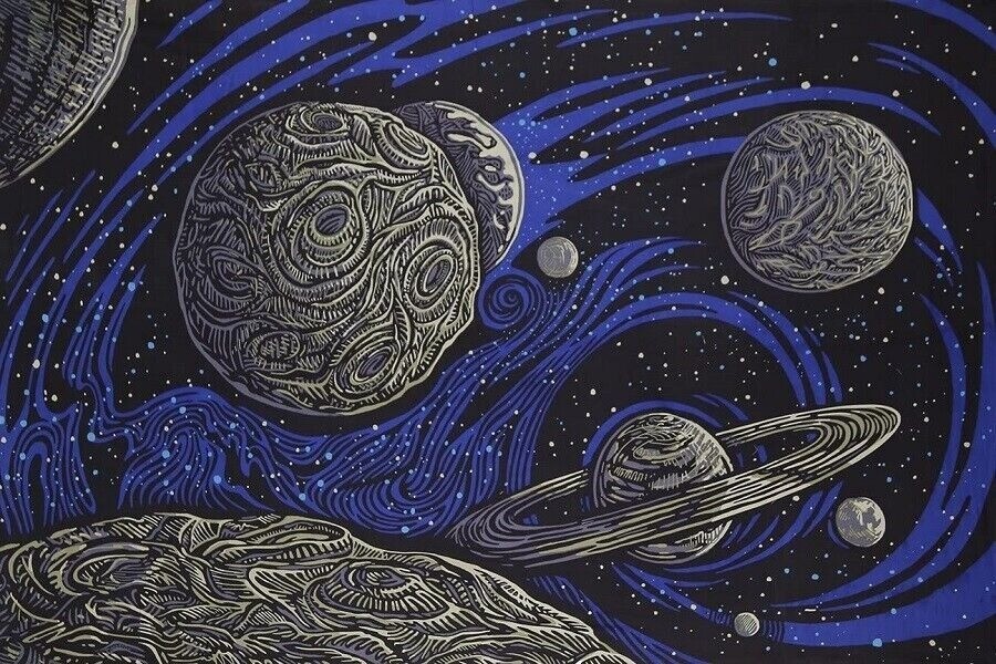 New Galactic Space Tapestry Wall Hanging Decor Gift 90x60 Planets Saturn Cosmos