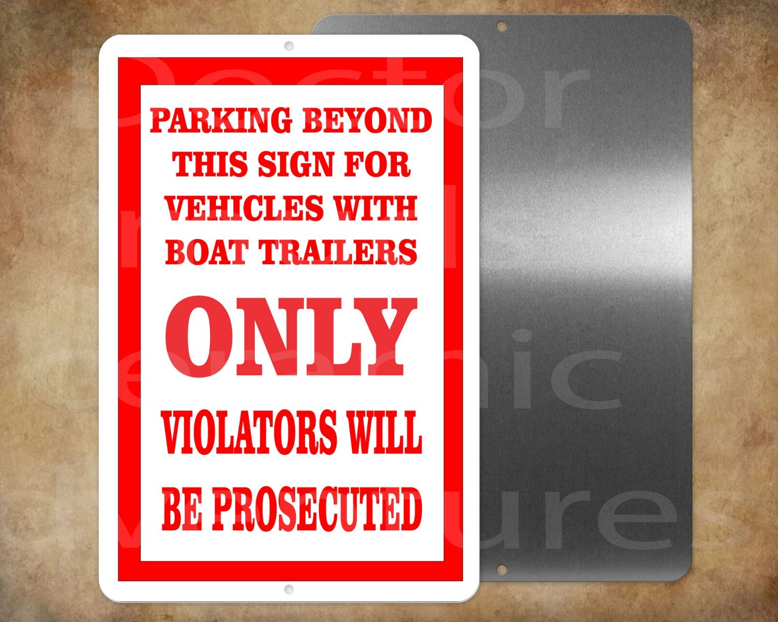 Vehicles with boat trailers ONLY parking 8 x 12" metal sign, gallery