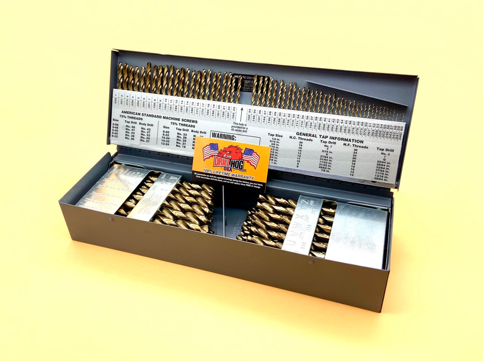 Drill Hog USA 115 Pc Drill Bit Set Letter Number COBALT M42 Lifetime Warranty gallery