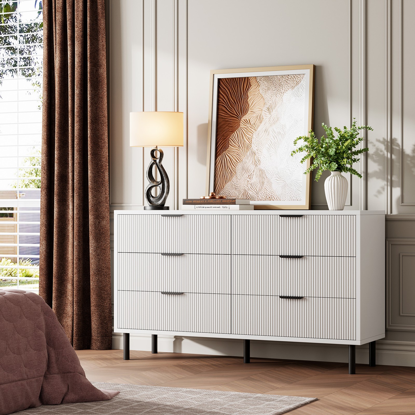 Modern Wave Pattern Blister Six Drawer Cabinet For Bedroom Living Room & Hallway gallery