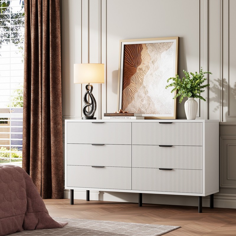Modern Wave Pattern Blister Six Drawer Cabinet For Bedroom Living Room & Hallway gallery