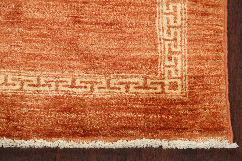 Bordered Gabbeh Kashkoli Oriental Runner Rug ORANGE Hand-knotted 2' 7" x 8' 11" gallery