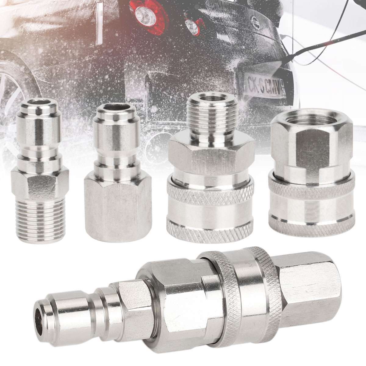 5000PSI Pressure Washer Quick Connect Fitting Stainless Steel 3/8" Hose Adapter gallery