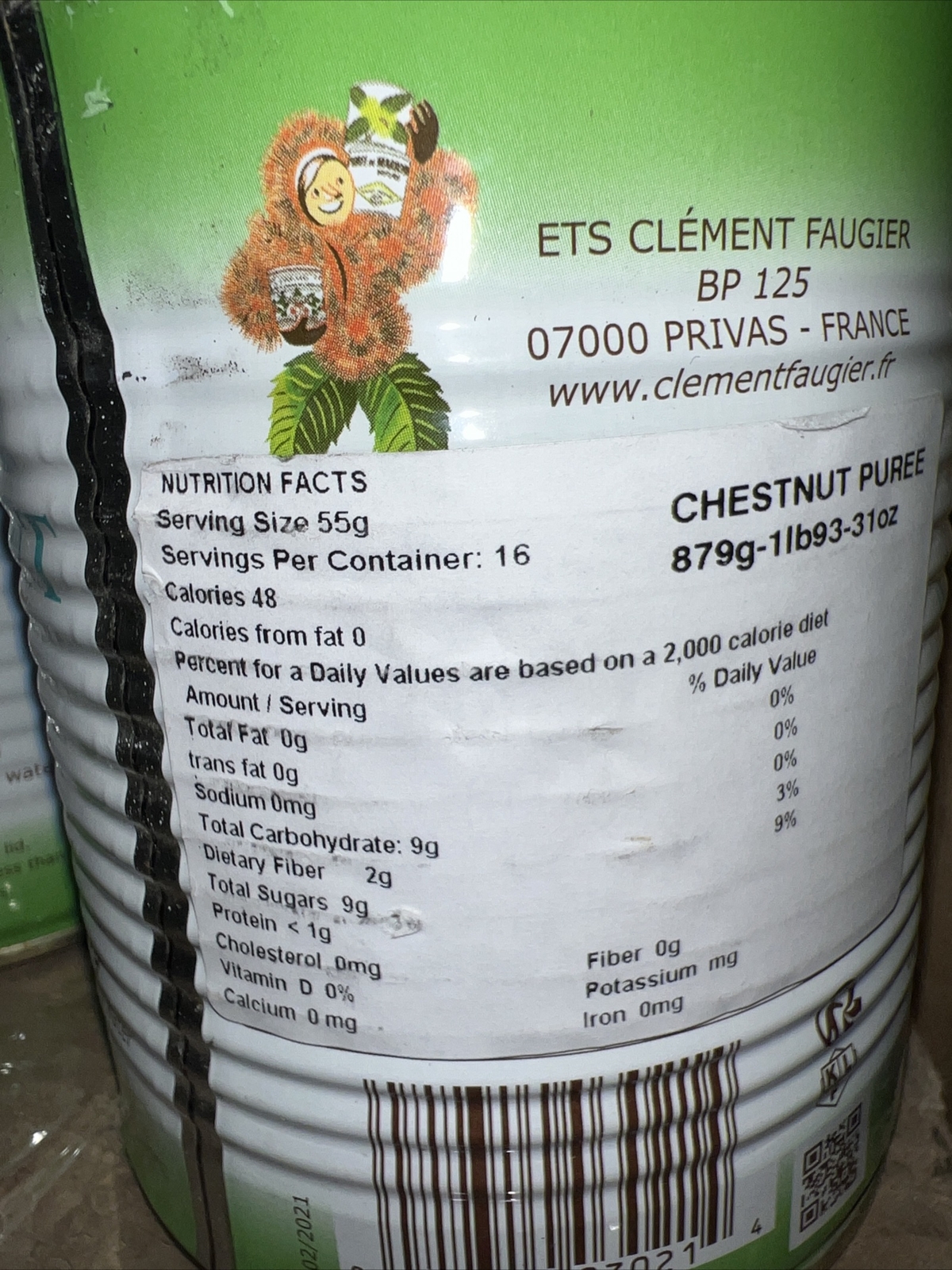 Clement Faugier Chestnut Puree 2-pack can 31oz 879g 07/26 gallery