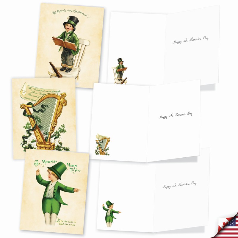 20 Asst'd St. Patrick's Day Notecards w/ Envelopes(2 of Each) Irish Vintage gallery