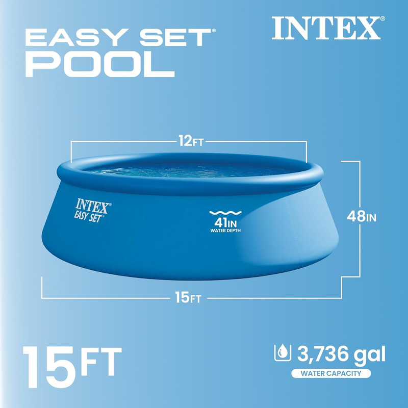 15ft Inflatable Pool Set with Filter Pump, Ladder, Cover & Ground Cloth gallery