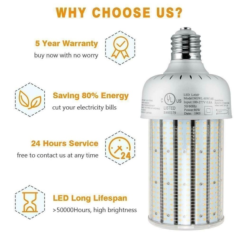 80W LED Corn Bulb Light Replace 300W Metal Halide High Bay Blub 6000K AC277-480V gallery