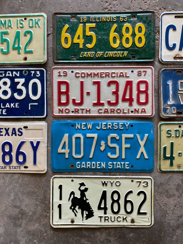 Vintage Craft Mixed State Decorator Flea Market License Plate Lot 1963 to 1994 gallery