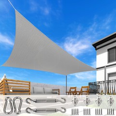 Rectangle Sun Shade Sail Gray Awning Cover Canopy Custom Size 5′ to 24′ W/8”Kit