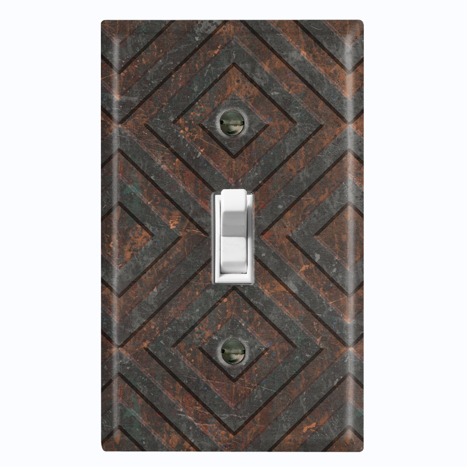 Metal Light Switch Outlet Cover Wall Plate Rustic Brown Black Frame FME162 gallery