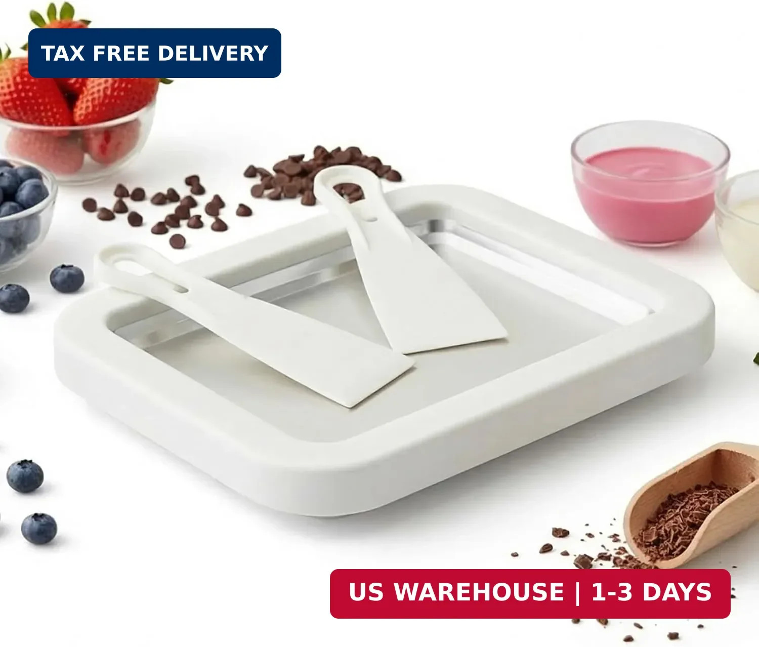 At-Home Rolled Ice Cream Maker - Magic Instant Freeze Pan for DIY Soft Serve & F gallery
